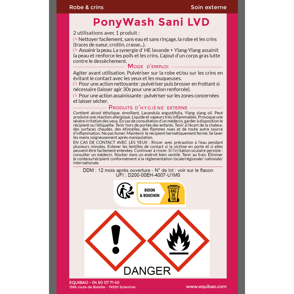 PonyWash Sani LVD - étiquette bidon à transvaser 5 L